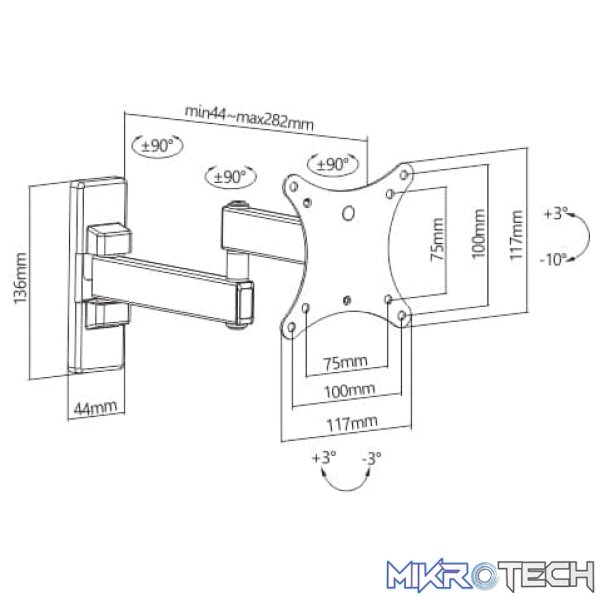 Cattex Bracket 13" - 27" Wall Mount Full Motion - Components - Image 2